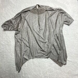 MY BELOVED Gray Knit Relaxed Dolman Short Sleeve Round Neck Pullover Top